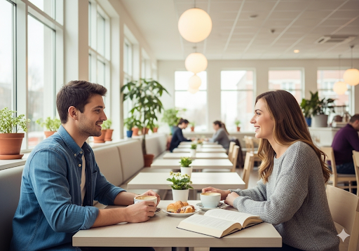 AIを活用したマッチングアプリでデートする男女